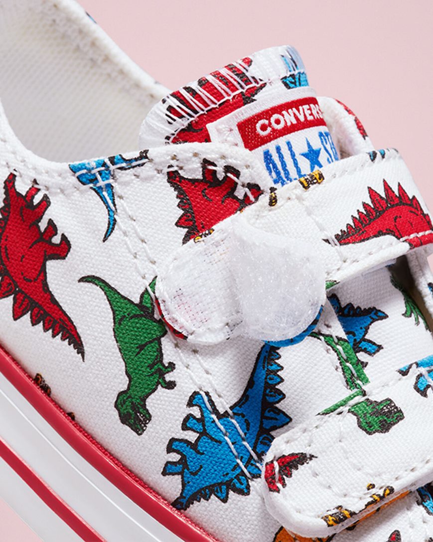 Dívčí Boty Nízké Converse Chuck Taylor All Star Easy-On Dinosaurs Bílé Červené Blankyt | CZ WCTB26